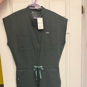 Figs NWT Dark Green/grey Utility Jumpsuit